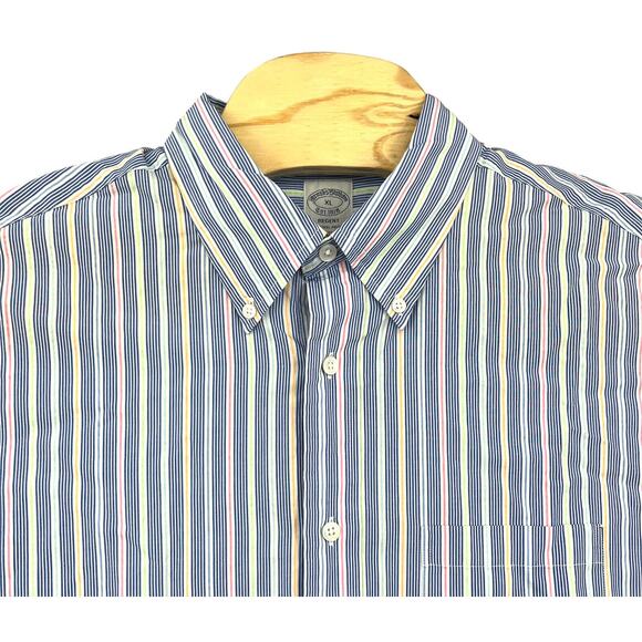 BROOKS BROTHERS Regent Mens XL Shirt Button-Down Multicolor Striped Colorblock - Picture 1 of 5